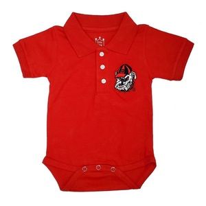 Little King UGA Bulldogs Football Infant Cotton Polo One-Piece Bodysuit